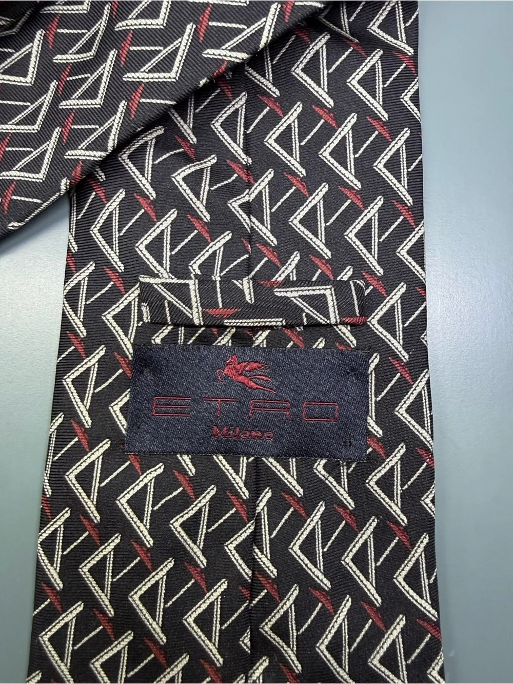 Etro Milano Vintage 100% Silk Geometric Tie Made in Italy